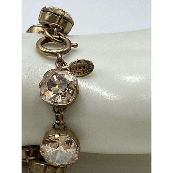 Catherine Popesco France 
12mm Champagne Cushion Cut Crystal Goldtone Bracelet - Picture 8 of 12